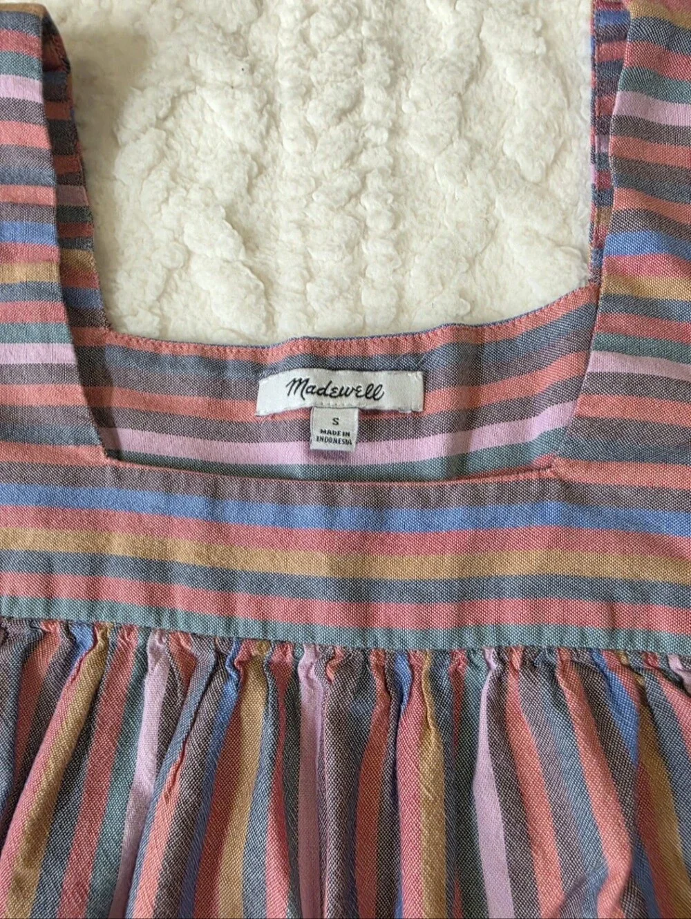 Madewell Striped Square Neck Babydoll Top Size Small